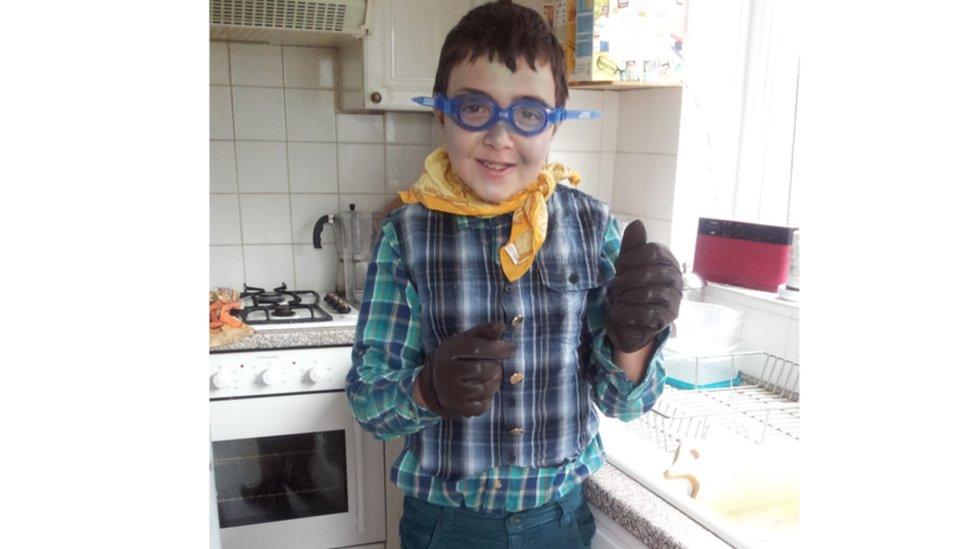 Alexander dressed as Toad from Wind in the Willows