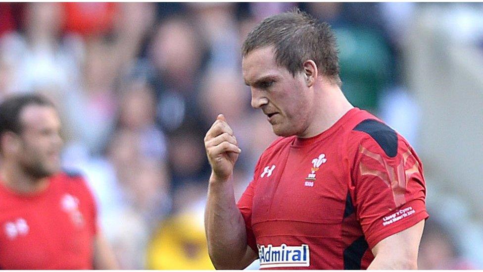 Wales prop Gethin Jenkins leaves the field after being yellow-carded against England