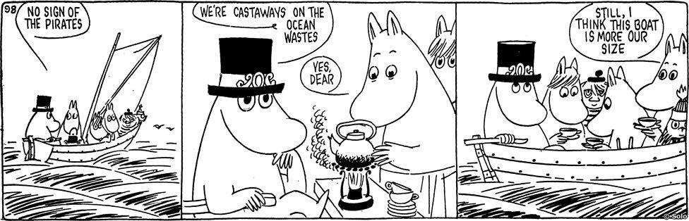 Moomins in comic strip from Moomin and the sea