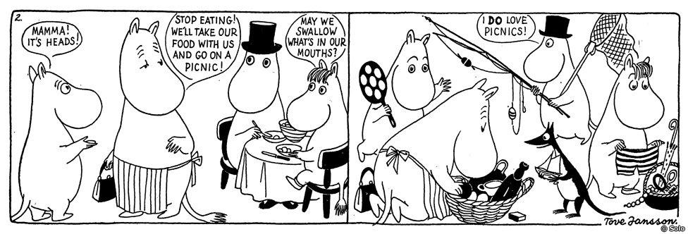 Moomins at a picnic - Comic strip from Moomin and the sea