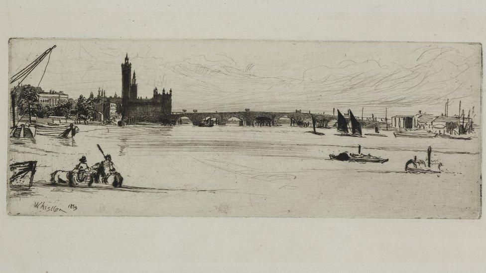 James Abbott McNeill Whistler, Old Westminster Bridge, 1871 (etching)