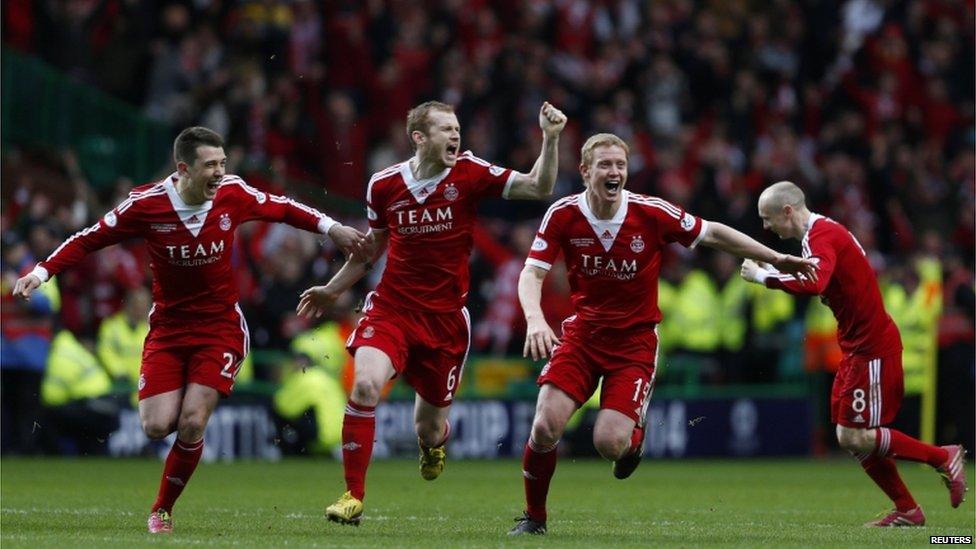 Aberdeen players celebrate