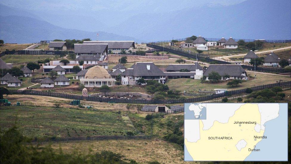 A photo of President Jacob Zuma's home in Nkandla - and a map showing its location