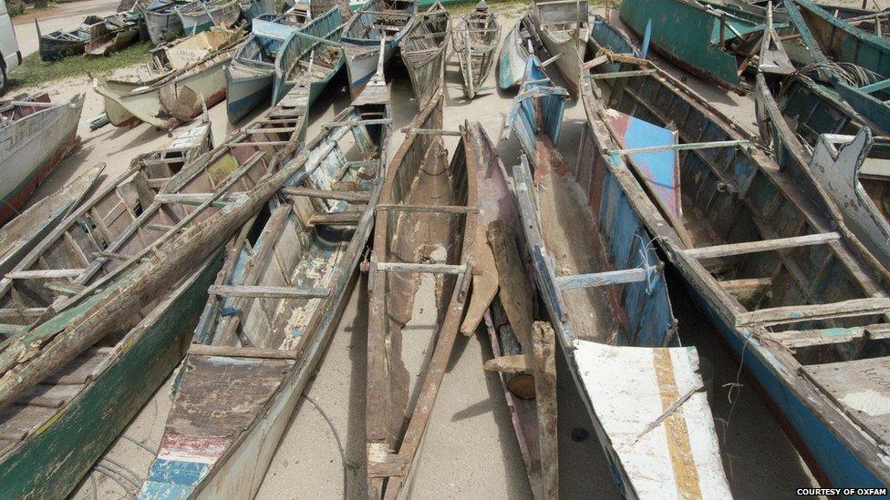 Battered boats on Bantayan Island, Cebu province, Visayas region, the Philippines