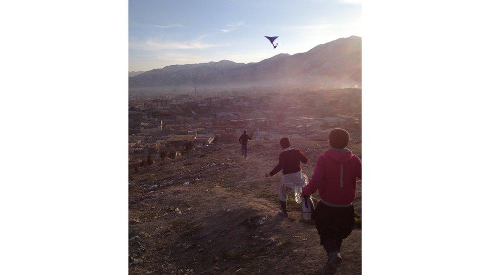 Children flying kites