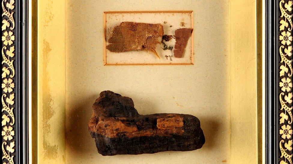 Fragments of St Cuthbert's coffin and robes