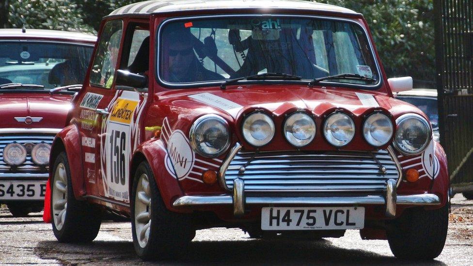 Cars arriving for Brooklands Mini Day 2014