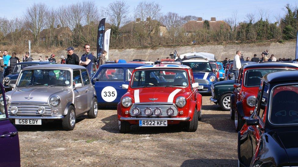 Cars on show at Brooklands Mini Day 2014