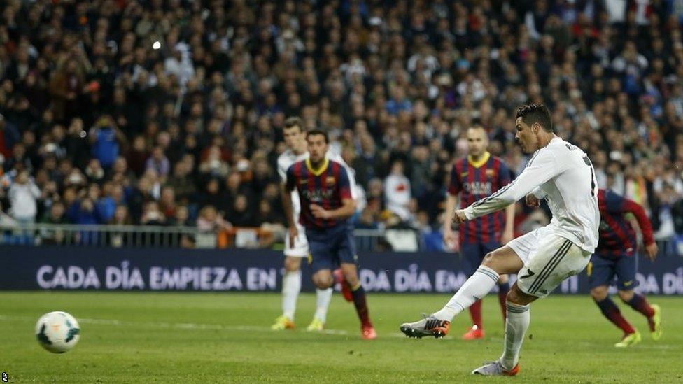 Cristiano Ronaldo scores a penalty