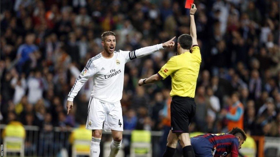 Sergio Ramos is sent off