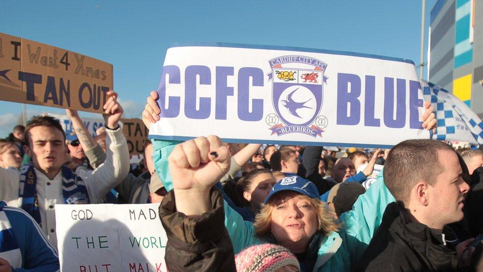 Cardiff fans protest