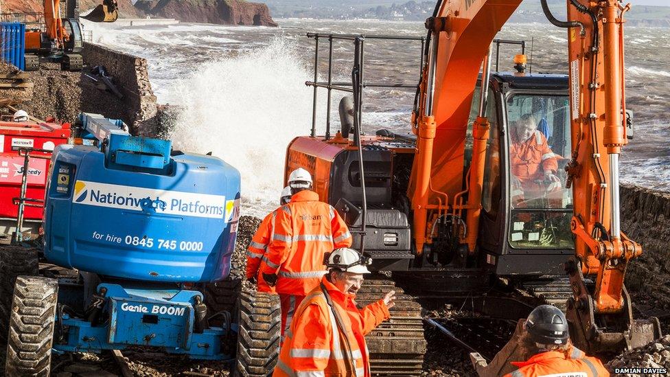 Railway workers at Dawlish