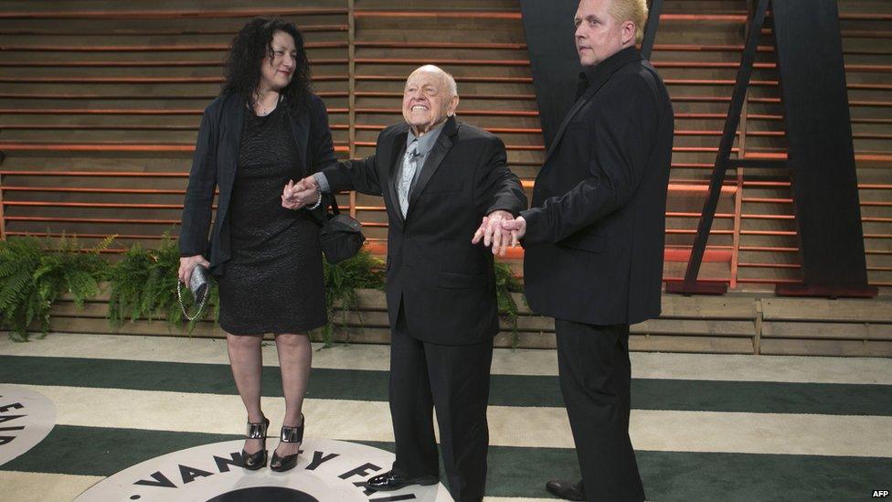 Mickey Rooney arrives at the 2014 Vanity Fair Oscar party on March 2, 2014 in West Hollywood, California