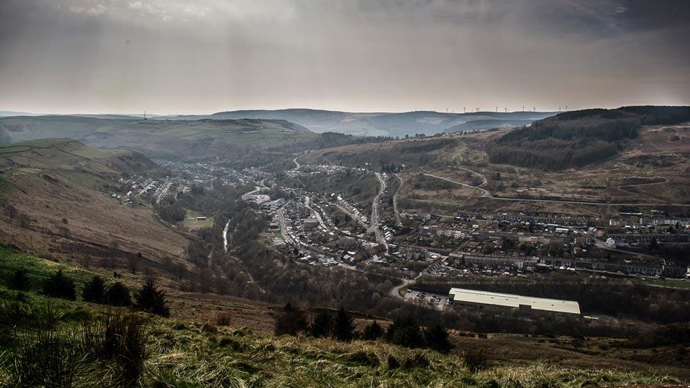 Looking down on the Rhondda valley