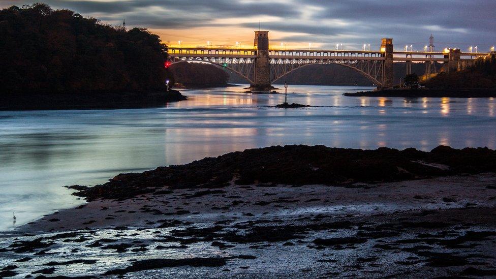 Britannia Bridge on Anglesey, as photographed by Kristian Lewis