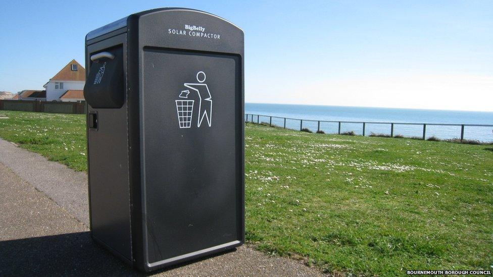 Solar-powered bin