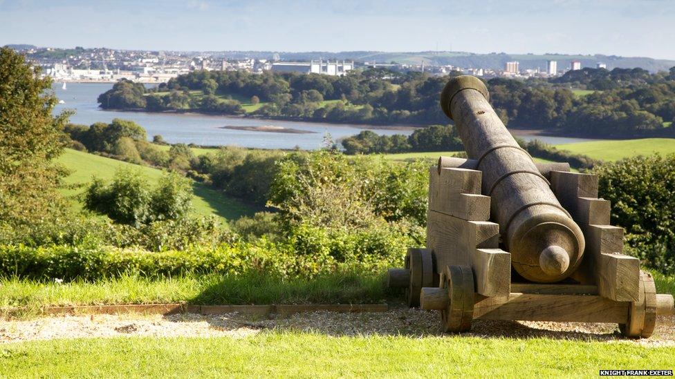 Looking across to Plymouth from Trematon Castle