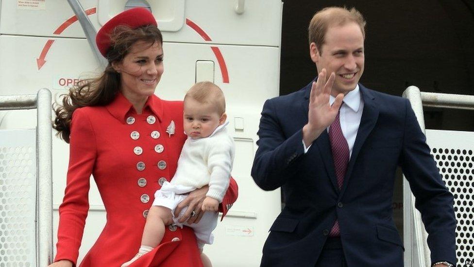 Duke and Duchess of Cambridge and Prince George arrive at Wellington Airport