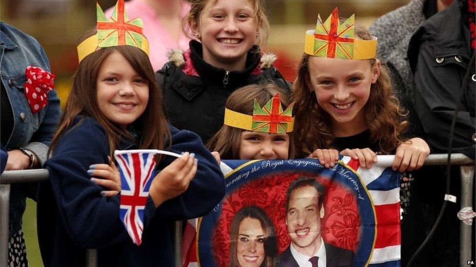 Schoolchildren who turned out to see the royals