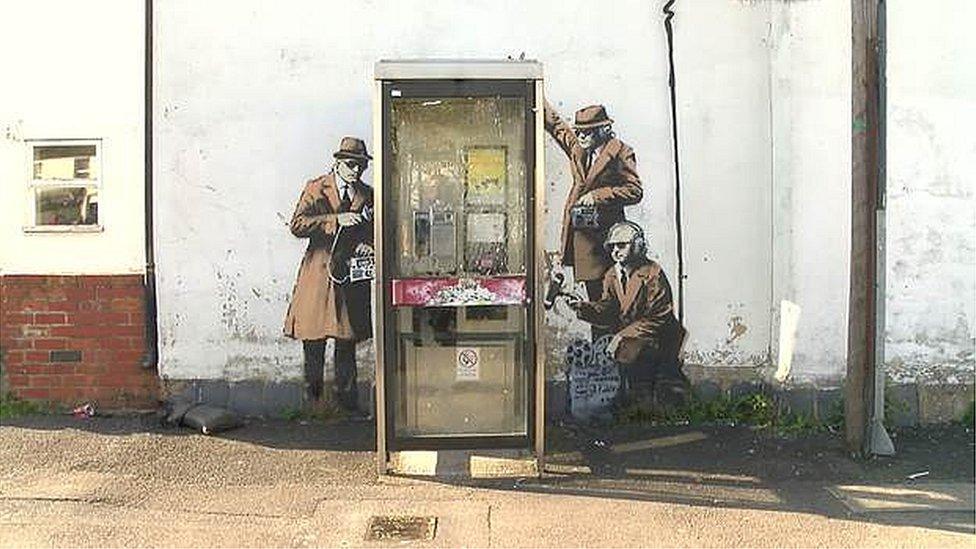 Street art in Cheltenham, possibly by Banksy