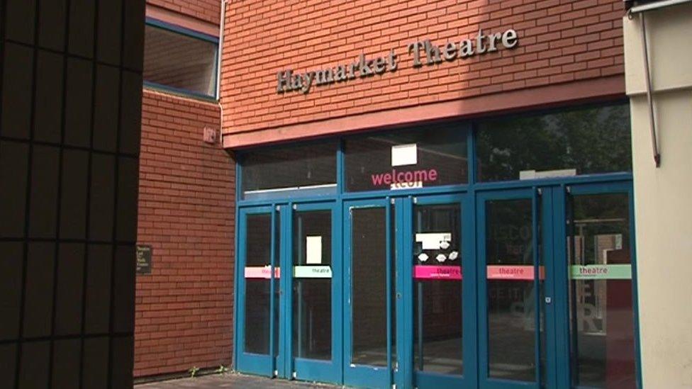 Outside Leicester's disused Haymarket Theatre