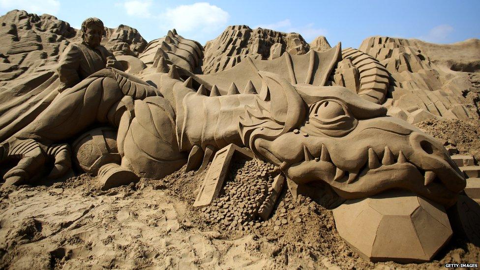 Wow, what a dragon! Weston-super-Mare's annual sand sculpture festival has begun and there are some pretty cool shapes that have been made.