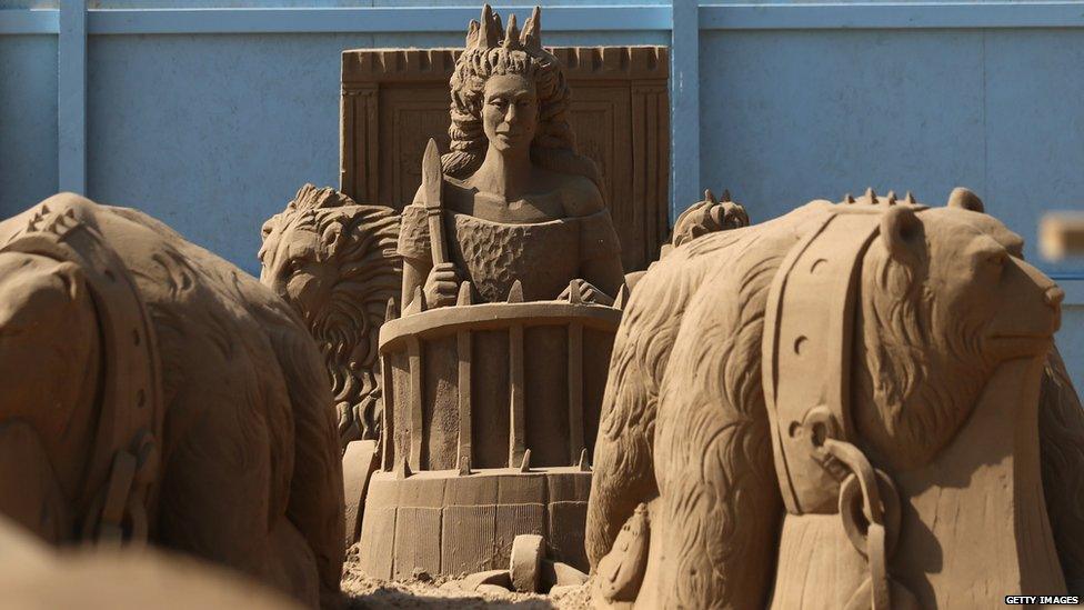 And this is the White Witch from Narnia. About 5,000 tonnes of beach sand has been scooped up for the artists to create their sculptures out of.