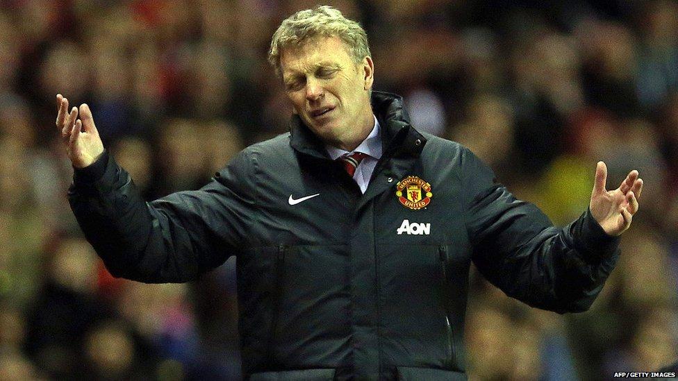 David Moyes at League Cup semi-final first leg against Sunderland, 7 January 2014