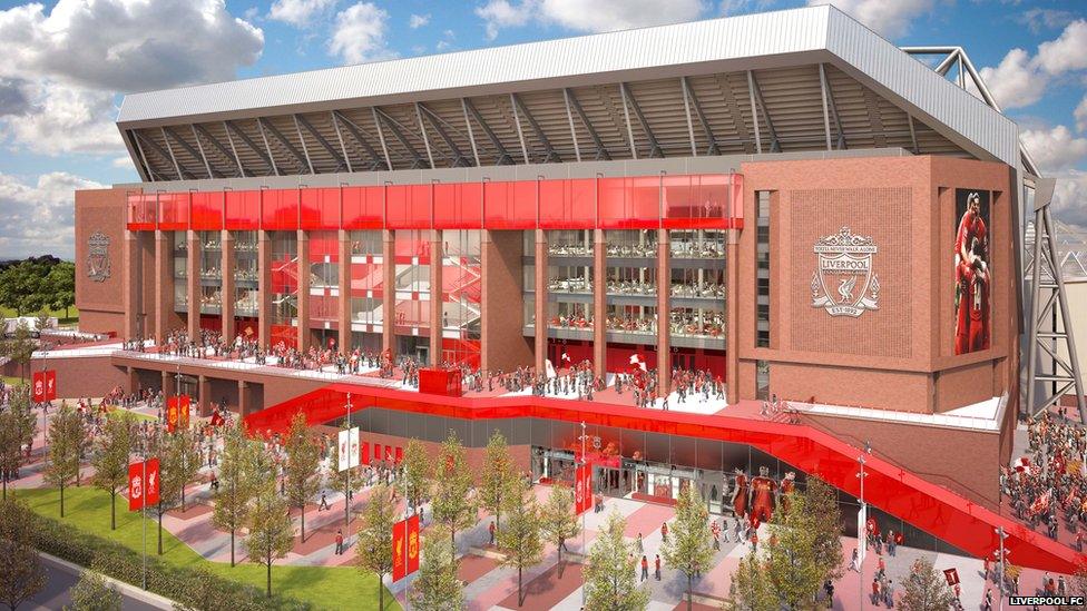 Artist's impression of the new Anfield stadium