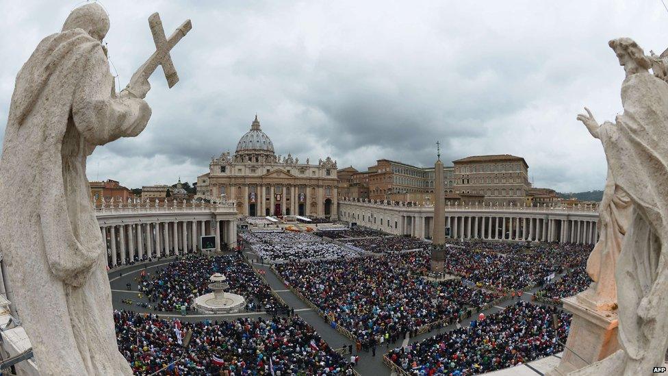 General view of St Peter's Square during the canonisation ceremony of Popes John XXIII and John Paul II at the Vatican April 27