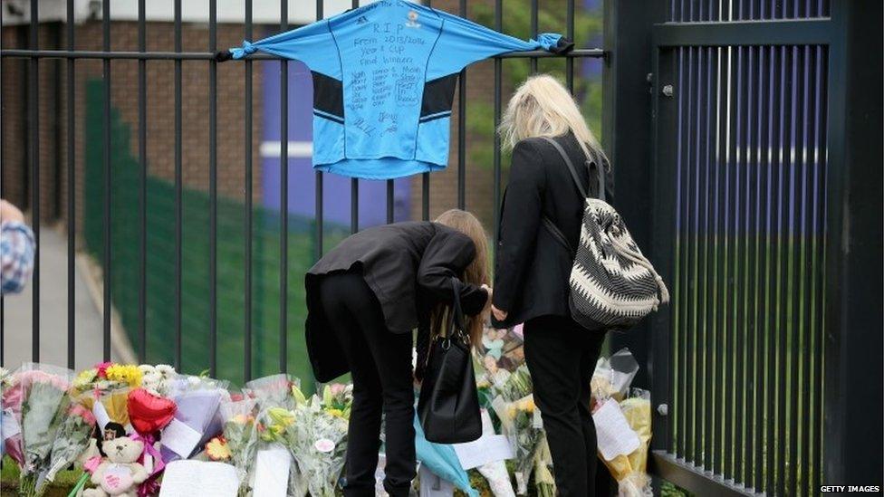 Schoolchildren arrive at Corpus Christi Catholic College in Neville Road on April 29, 2014 in Leeds, England.