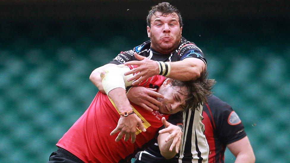 Action from the Swalec Cup final between Pontypridd and Cross Keys