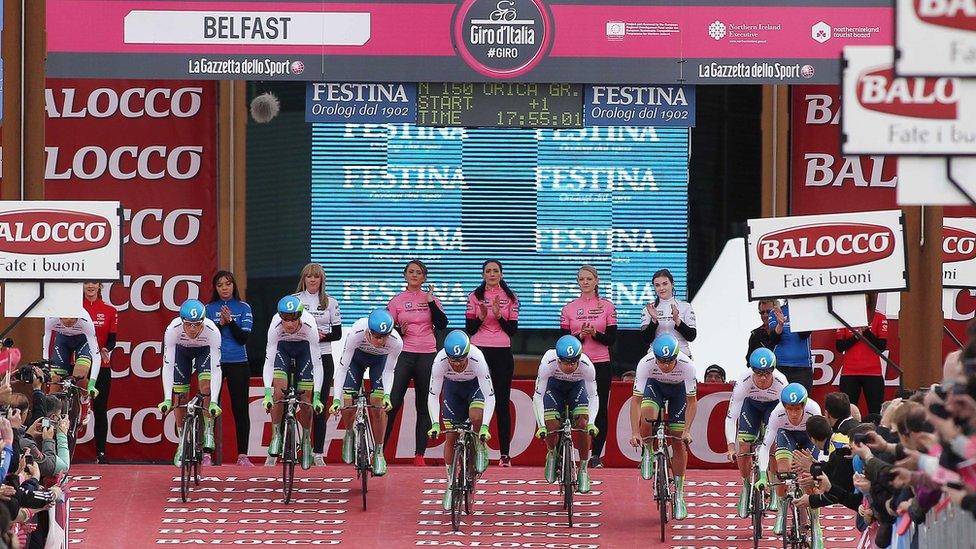 The action begins in the 2014 Giro d'Italia with the team time trial which started at the Titanic Quarter in Belfast