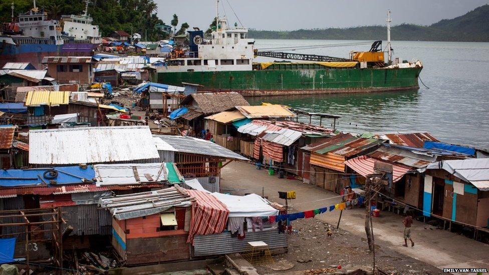 Ships washed up in Tacloban