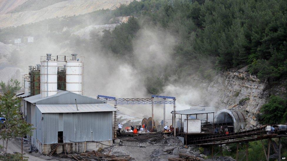 The main entrance of the coal mine in Soma, Turkey, Wednesday, May 14, 2014