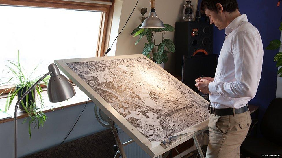 Gareth Wood at drawing board