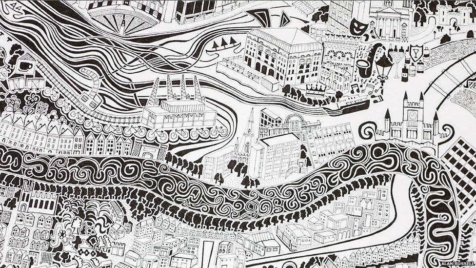 Gareth Wood hand-drawn map Bristol