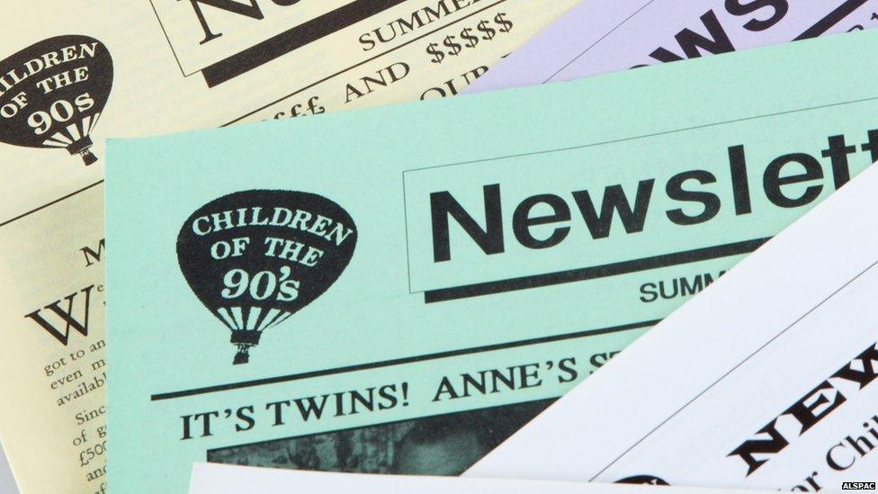 Children of the 90s logo on newsletter