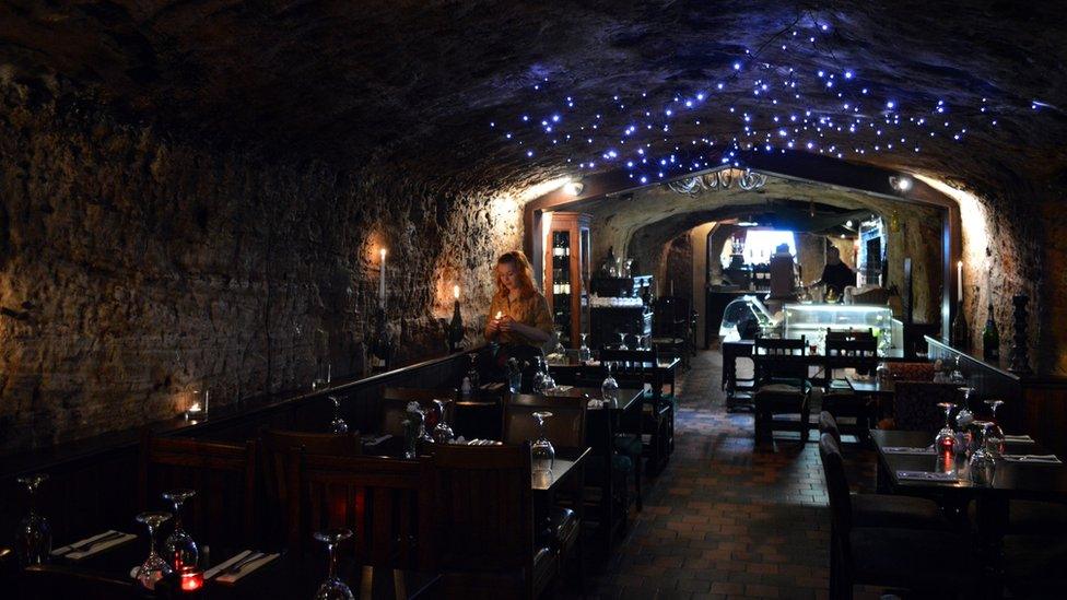 Hand and Heart restaurant in a cave