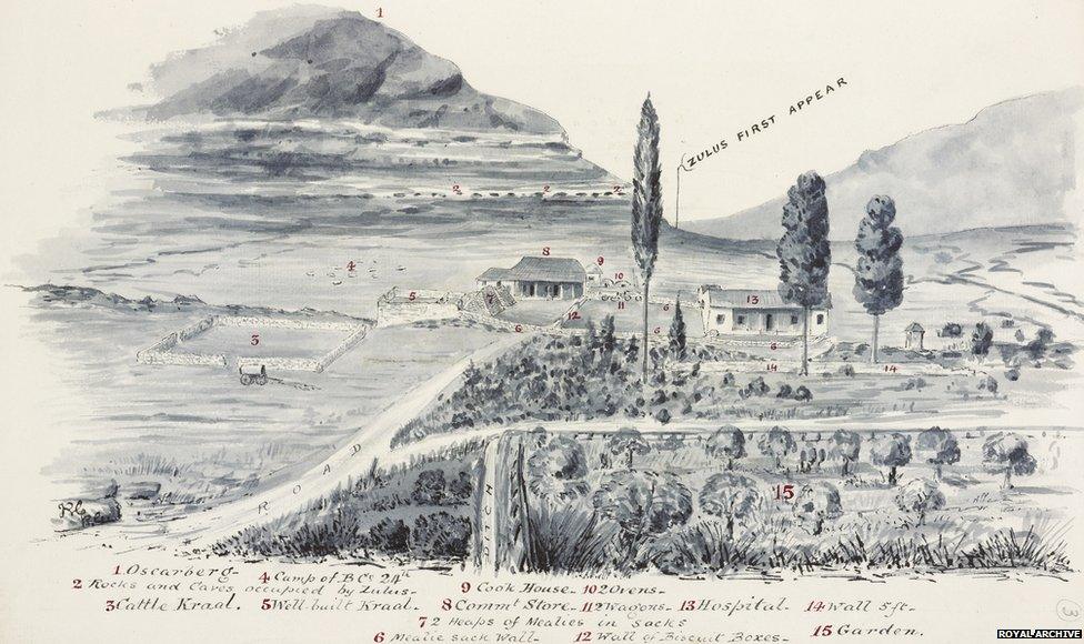 Drawing of Rorke's Drift, Royal Archives / © Her Majesty Queen Elizabeth II 2014