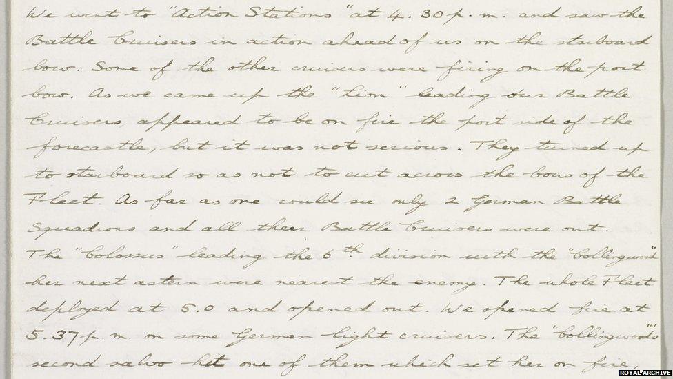 Prince Albert describes The Battle of Jutland, 31 May 1916; Royal Archives / © Her Majesty Queen Elizabeth II 2014