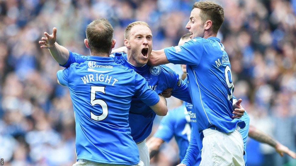 St Johnstone players celebrating