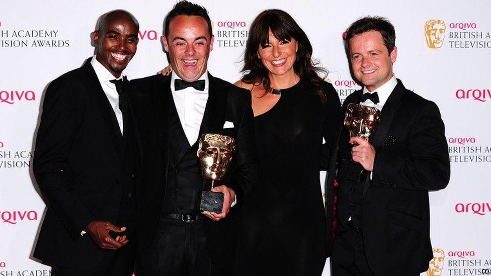 Anthony McPartlin (second left) and Declan Donnelly (right) Mo Farah (left) and Davina McCall