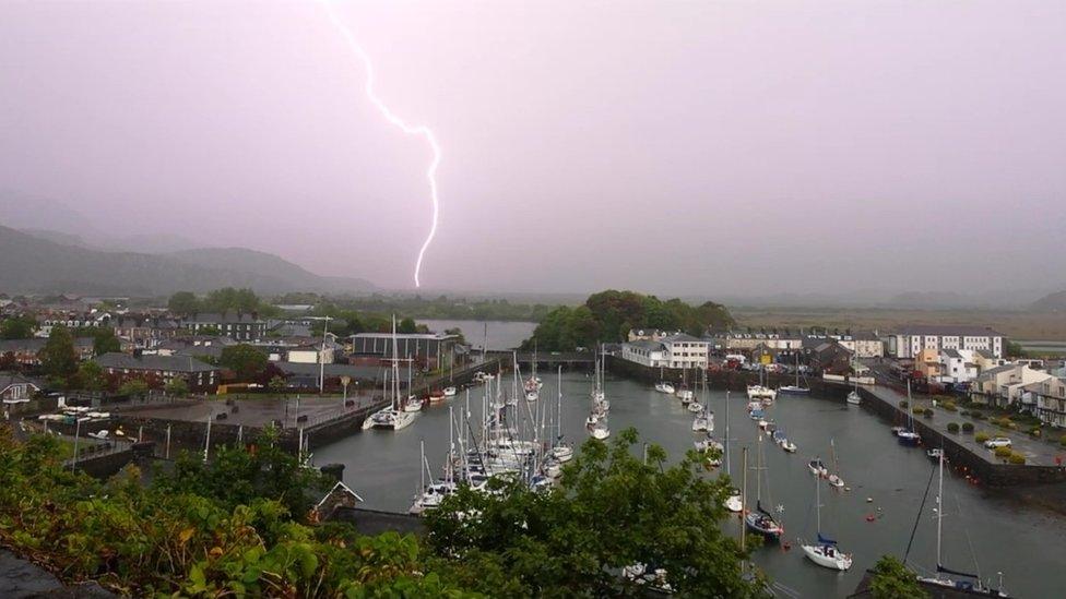 Lightning over Porthmadog harbour