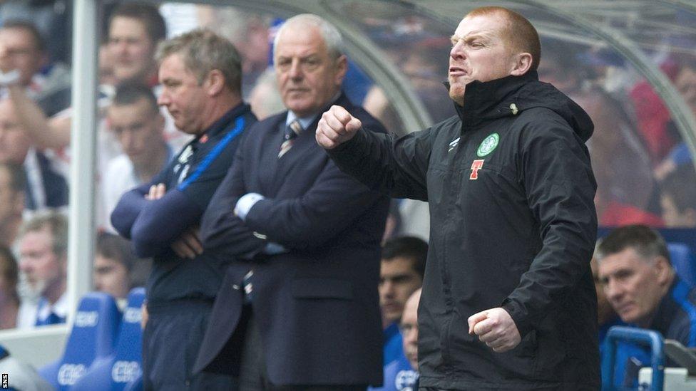 Neil Lennon in the Ibrox dugout