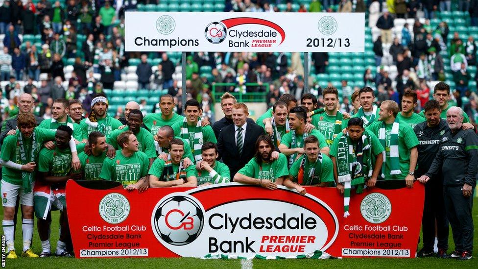 Celtic celebrate winning the Clydesdale Bank Premier League in 2013