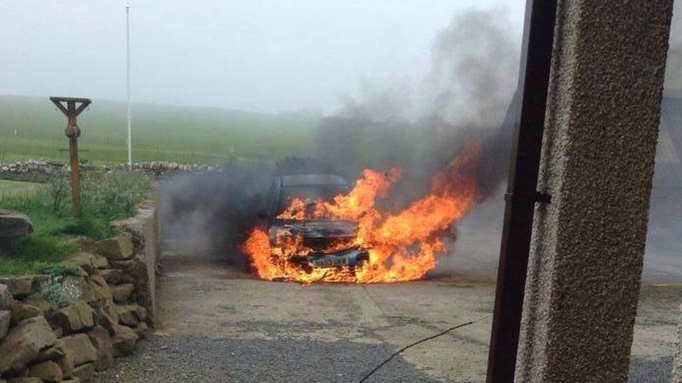 Car fire in Orkney