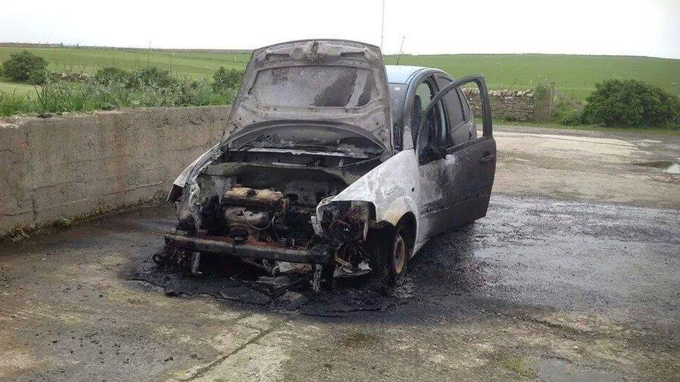 Car destroyed by fire