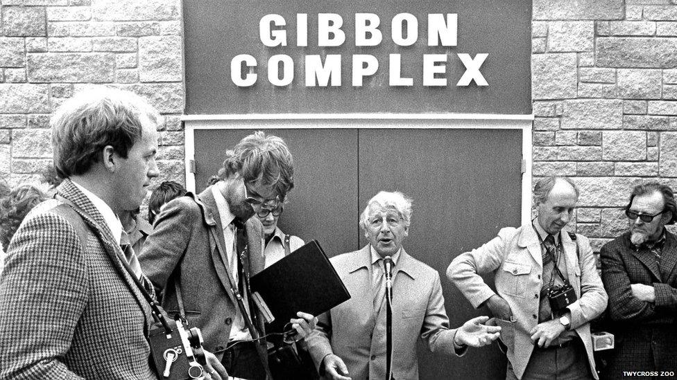 Johnny Morris opens the new Gibbon Complex in 1979