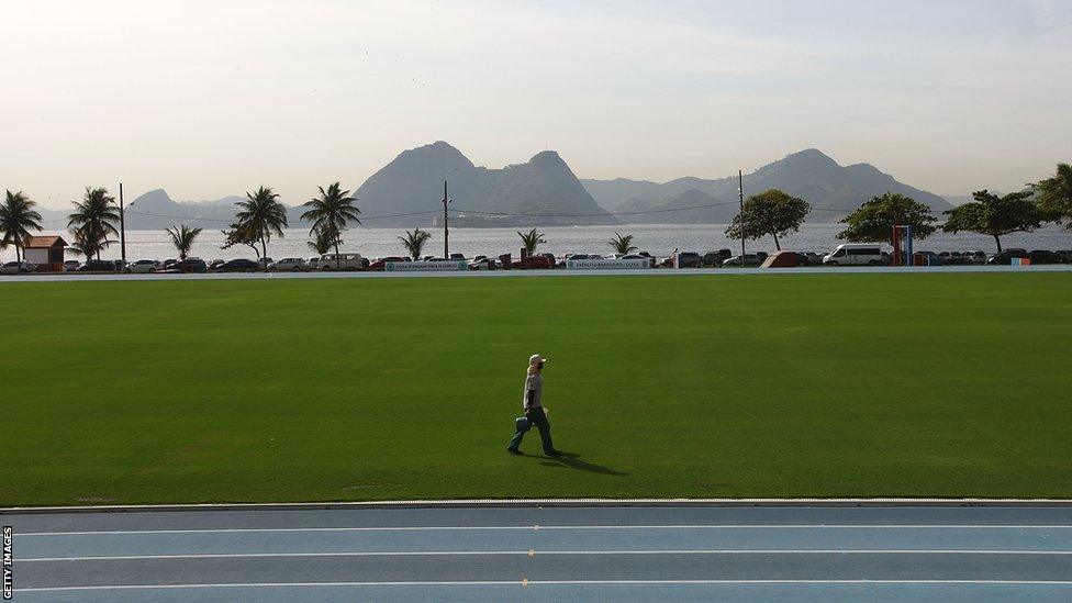 The training pitch at England's world cup base - Urca military base (Forte de Urca)